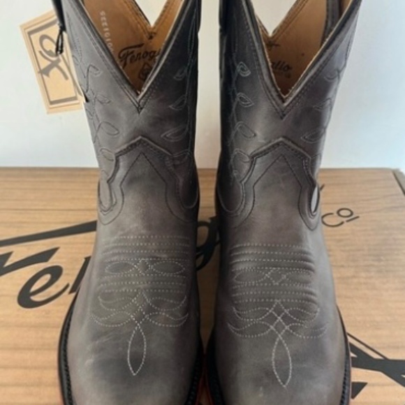 NEW Fenoglio Women’s Blue Eagle Gray Leather Cowboy Boots - Picture 2 of 7